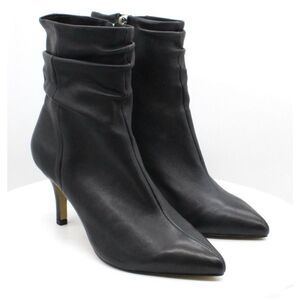 Bella Vita Danielle Black Leather Slouch Ankle Boots Pointed Toe Stiletto 9N NEW